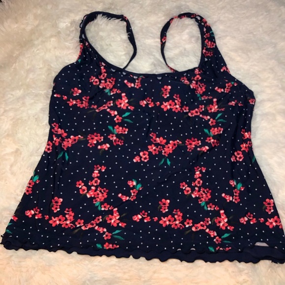 Lascana Blue and Red Floral Fitted Ruffled Camisole Bikini top size 38D NWOT - Picture 3 of 11
